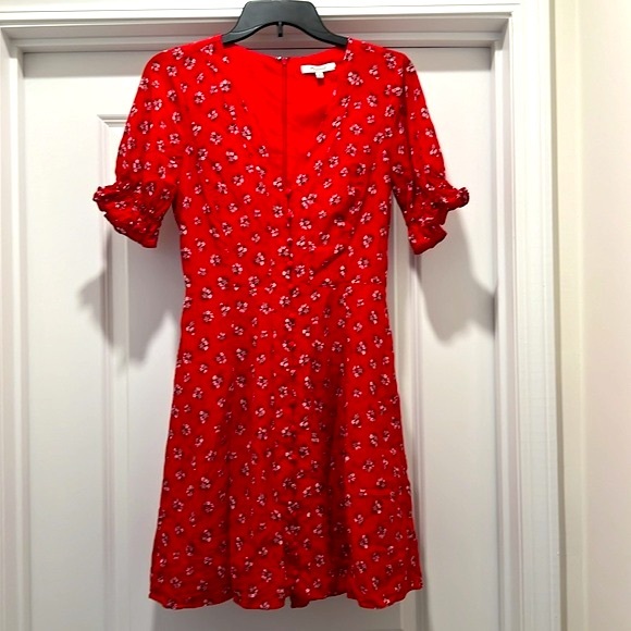 Madewell ‘Little Lillies’ Silk Ruffle-Sleeve Button-Front Dress - Picture 2 of 13